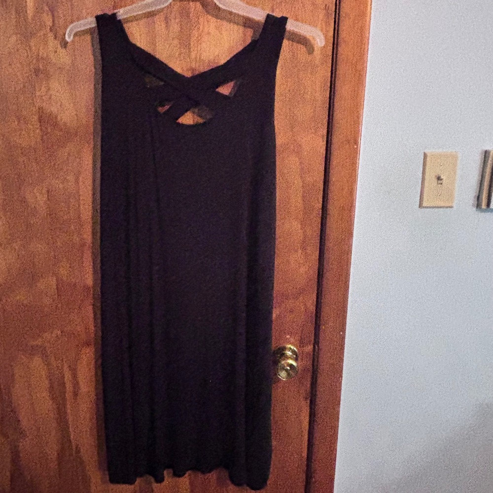 Maurices Black Lattice Cross Back Sleeveless Dress Size 1 Large NWT
